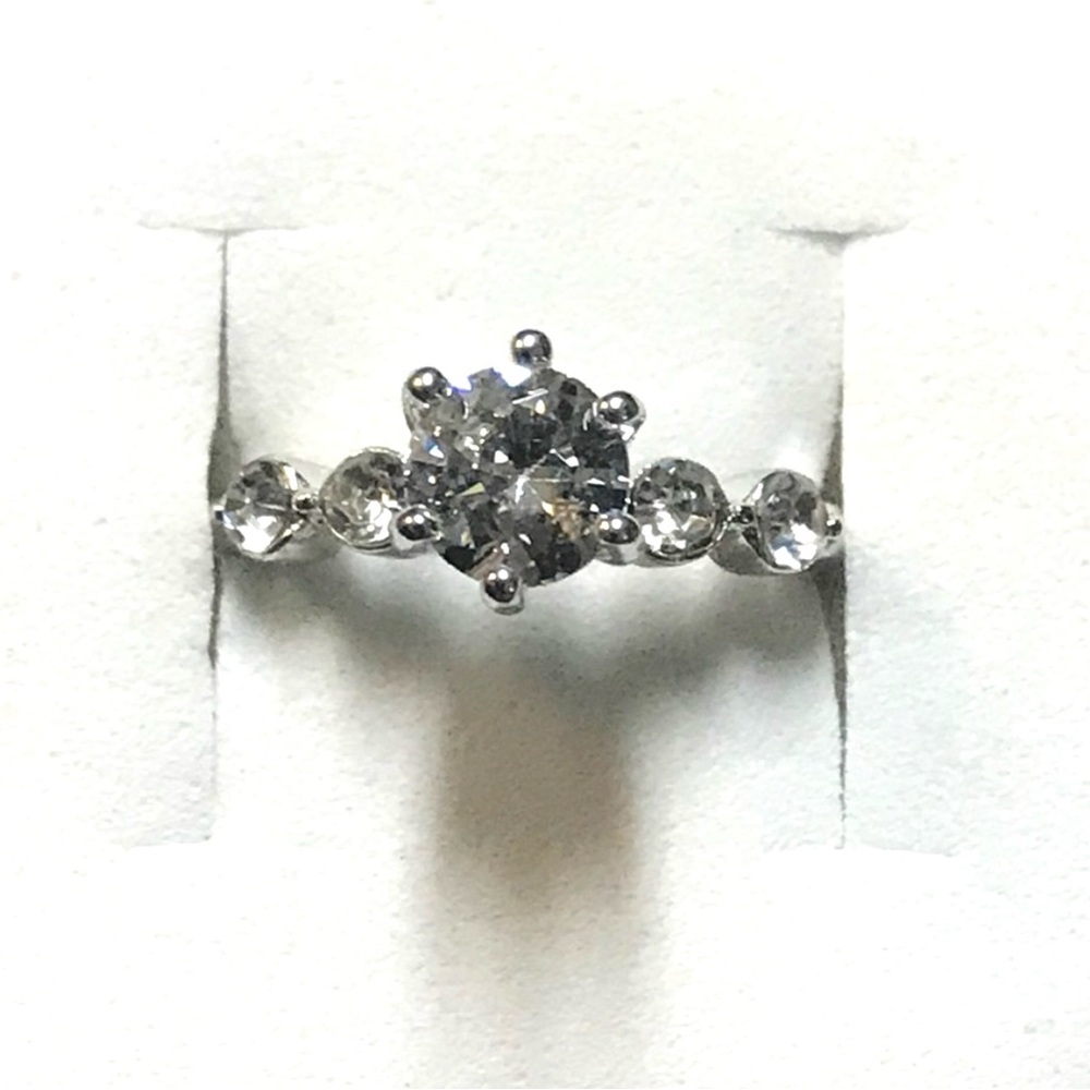 New Sterling silver white sapphire engagement ring size 5.75